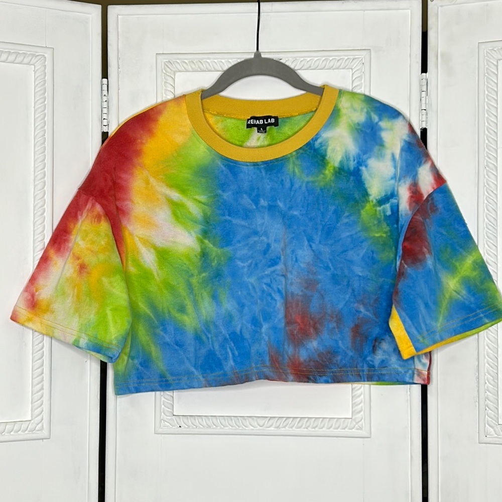 Rehab Lab tie dye crew neck crop top